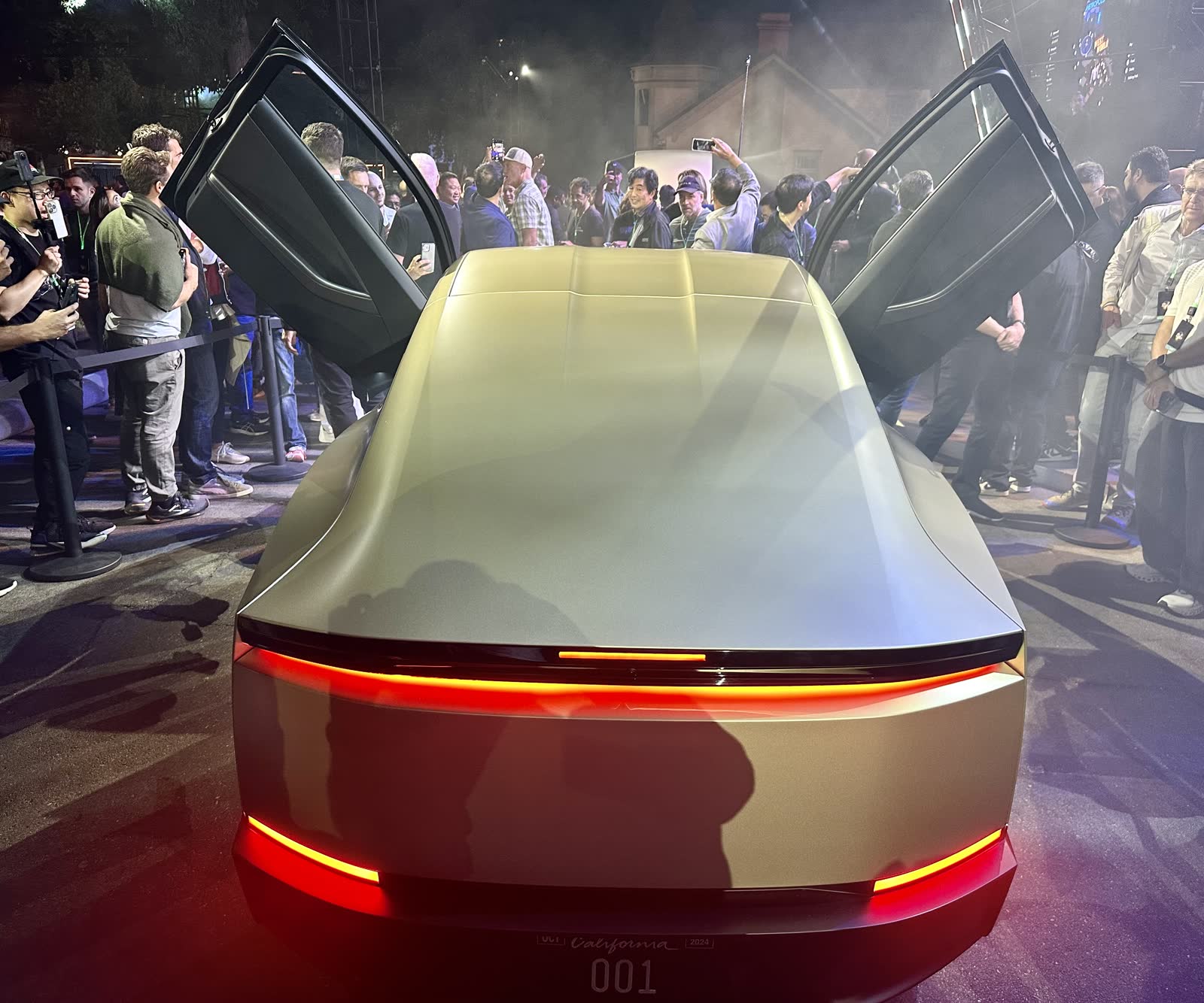 Rear of a gold Cybercab